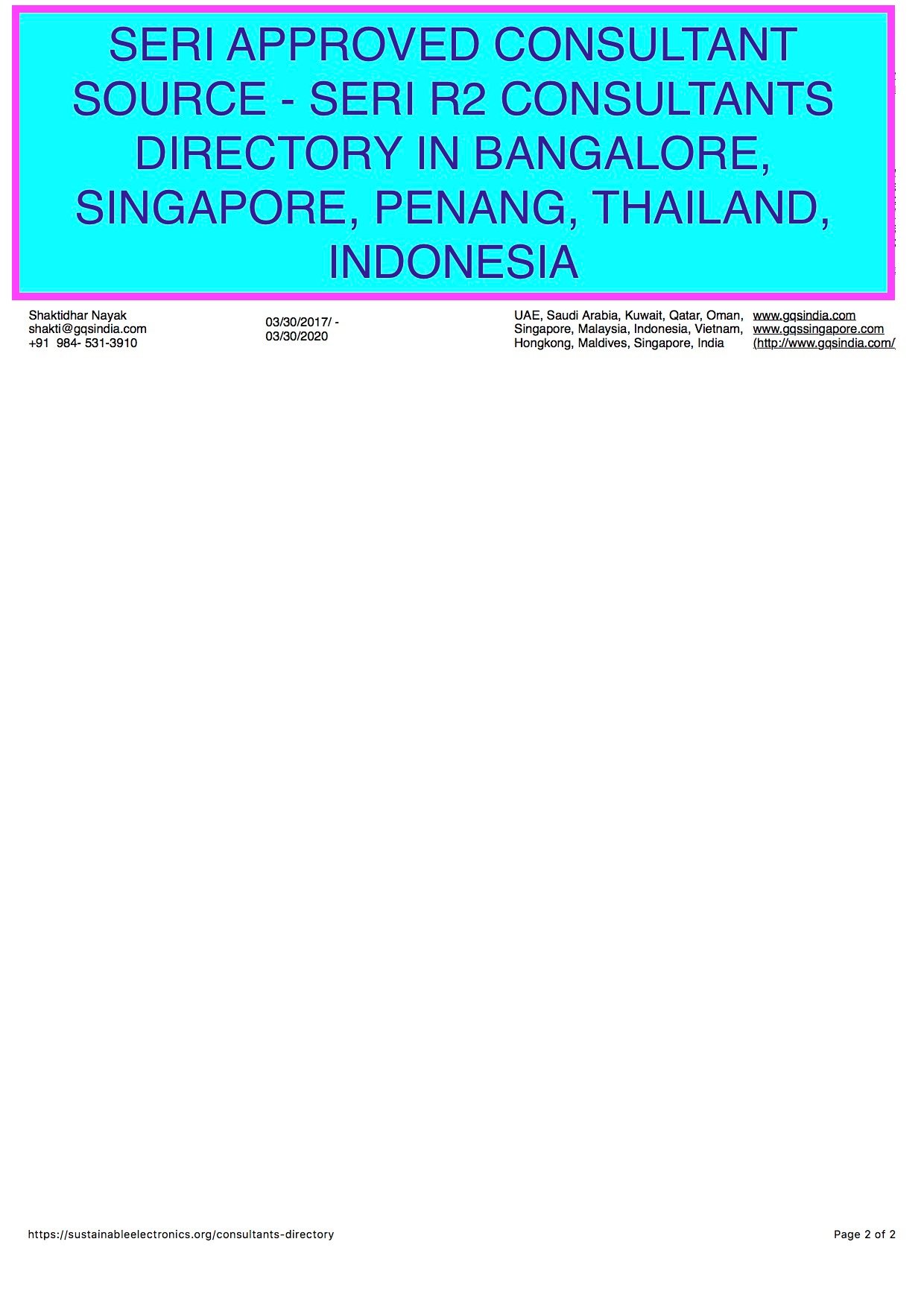 SERI R2 Recycler consultant, R2 Certificate, Responsible Recycling