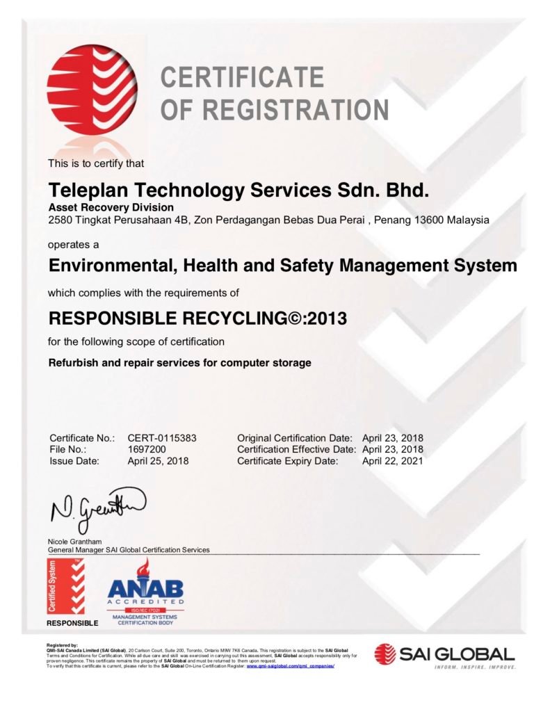 Teleplan R2 SERI Certificate Malaysia