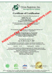 Ewr2 Singapore is R2 version 3 certified